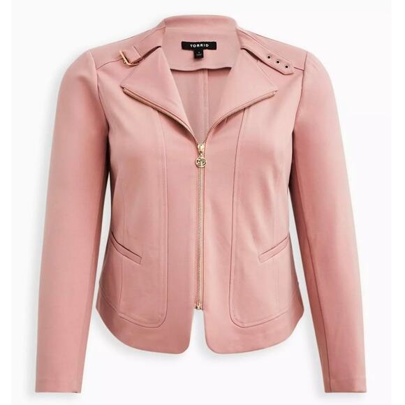 Torrid Studio Ponte Zip-Front Jacket, Pale Mauve, Torrid Size 4, US Size 26 (4X) - Picture 1 of 8